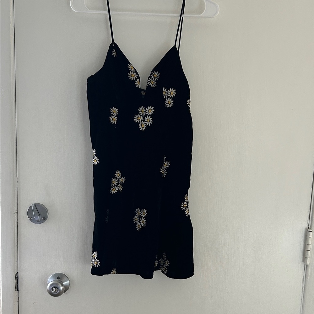 Urban Outfitters Black Mini Dress with White Floral Pattern